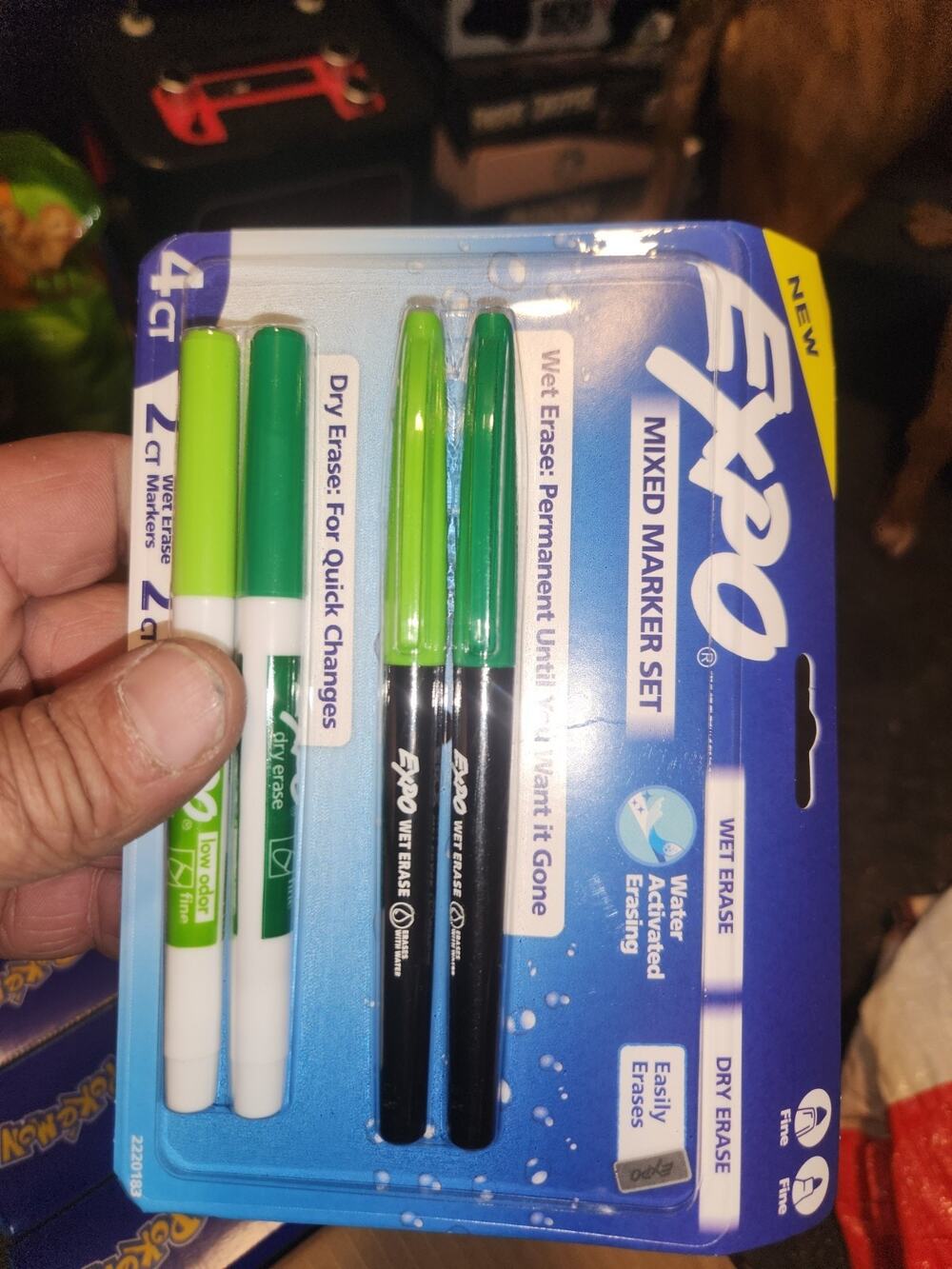 EXPO Mixed Marker Set 2 Wet Erase & 2 Dry Erase Fine Tip Markers